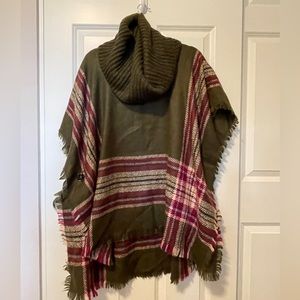 Plaid blanket poncho